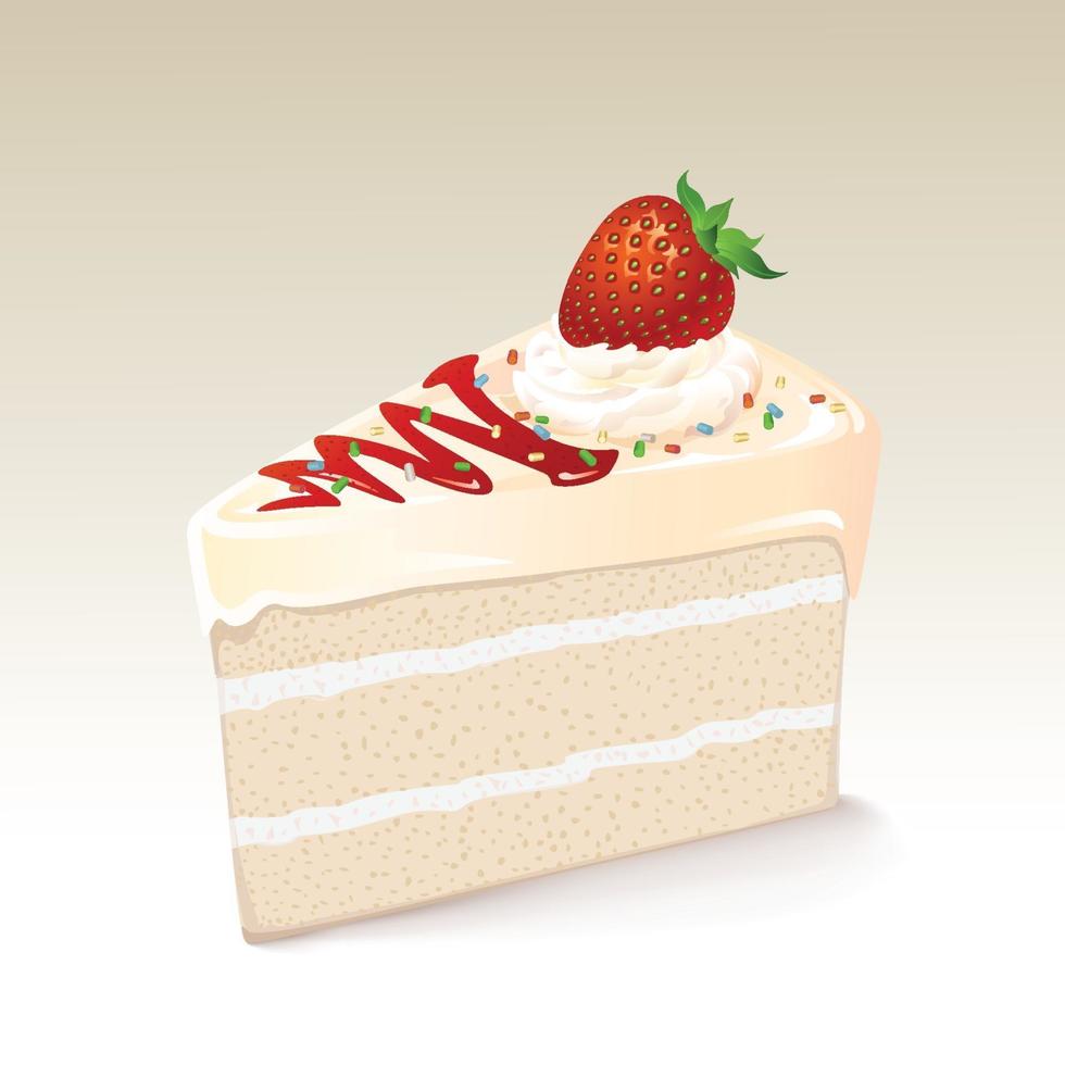 White chocolate cake with strawberry vector