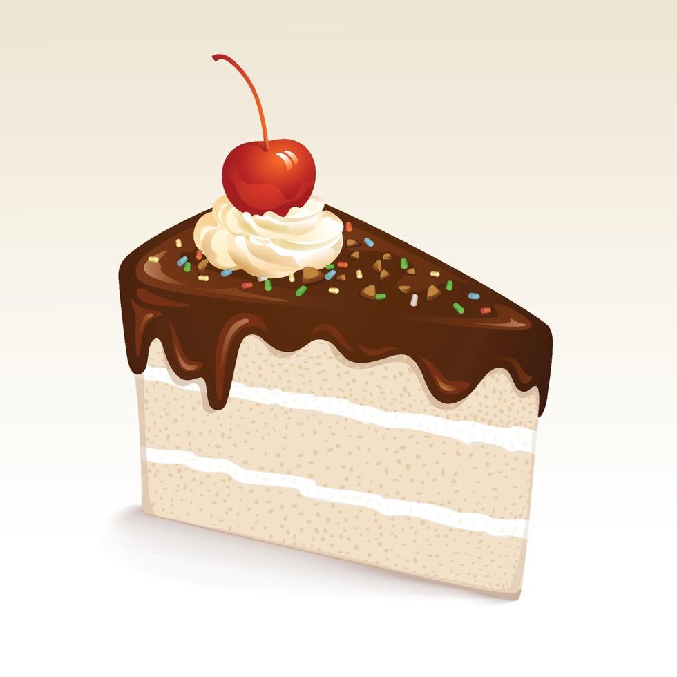 Chocolate cake with cherry vector