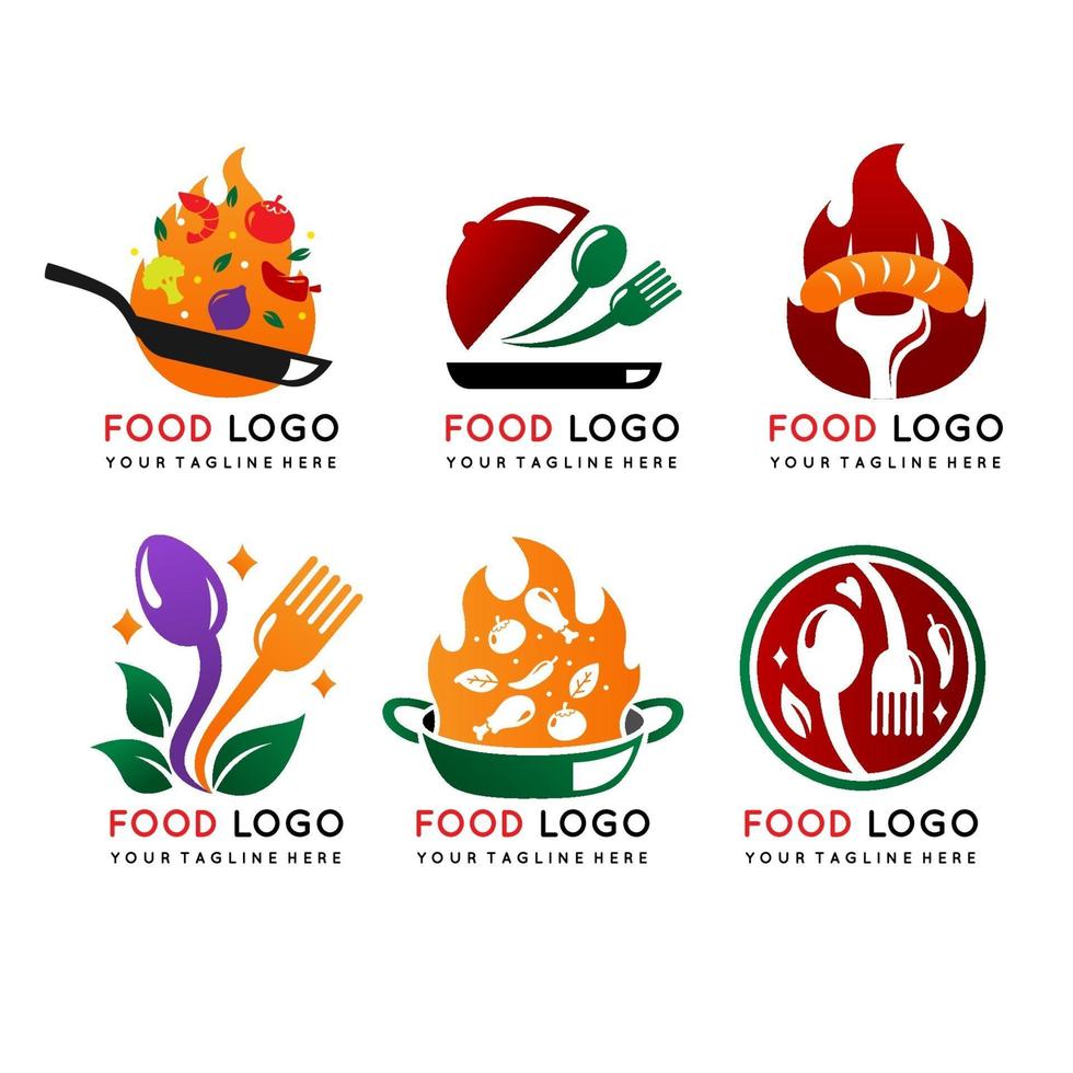 colección de logotipos de alimentos en diseño degradado vector