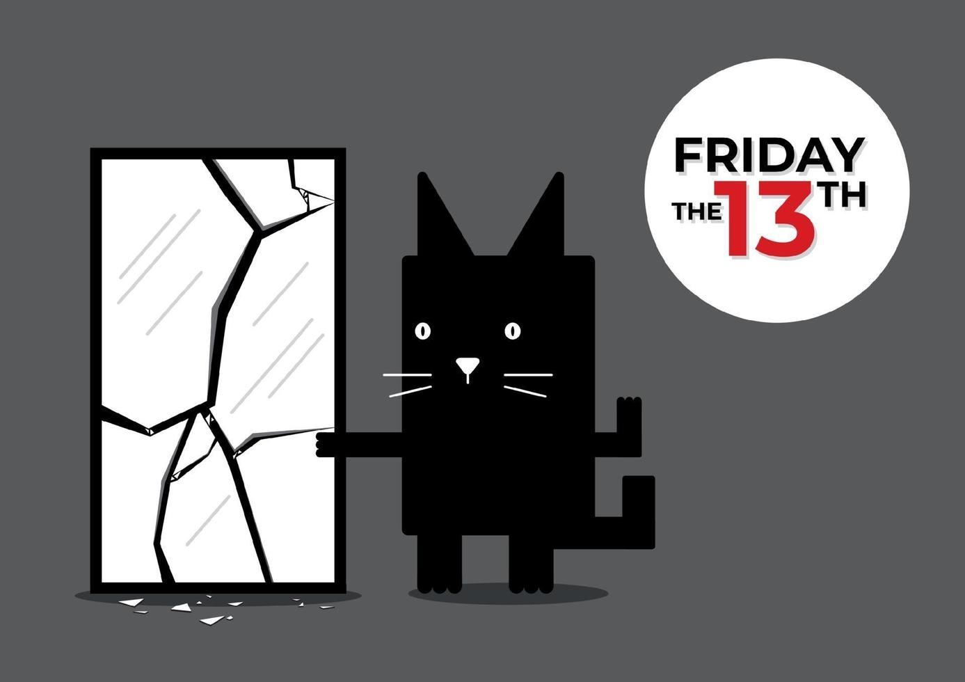 Friday the 13th black cat vector