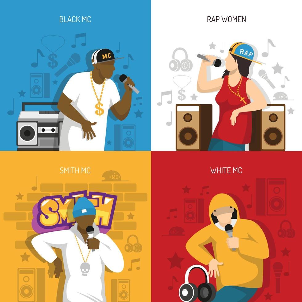 Rap Music Performers Concept Design Vector Illustration