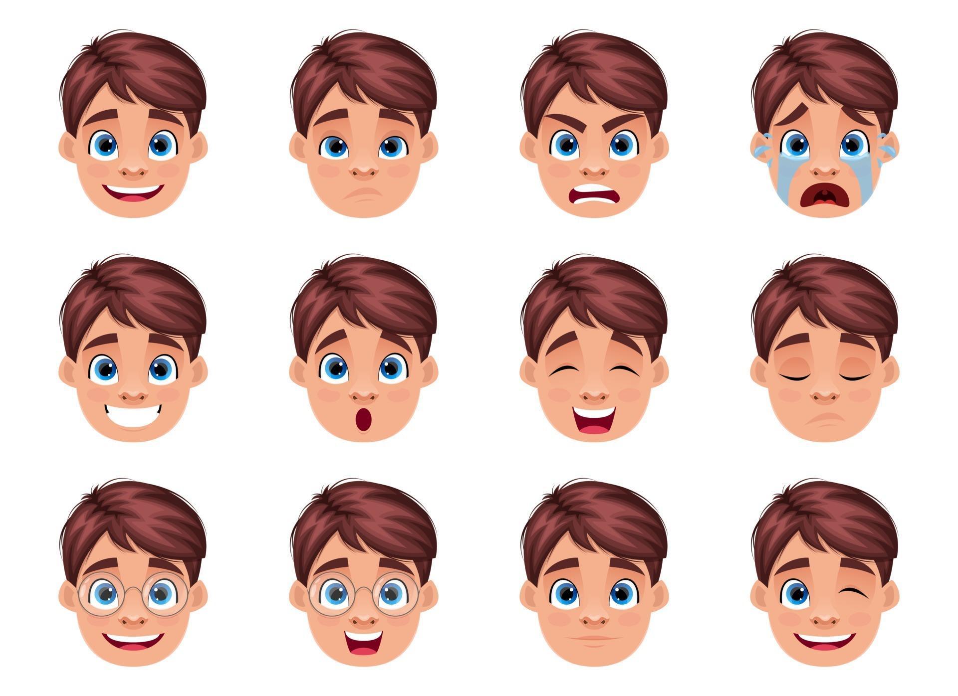 Boy face expression vector design illustration isolated on white