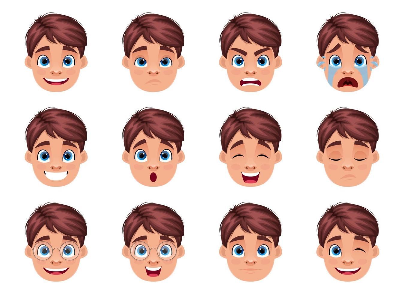 Boy face expression vector design illustration isolated on white background