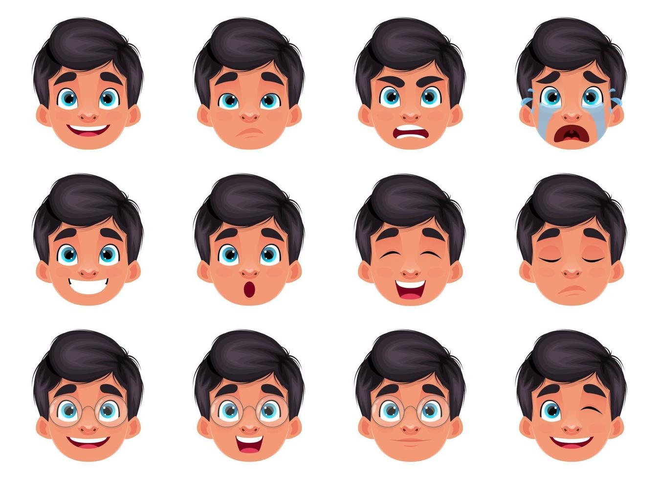 Boy face expression vector design illustration isolated on white background