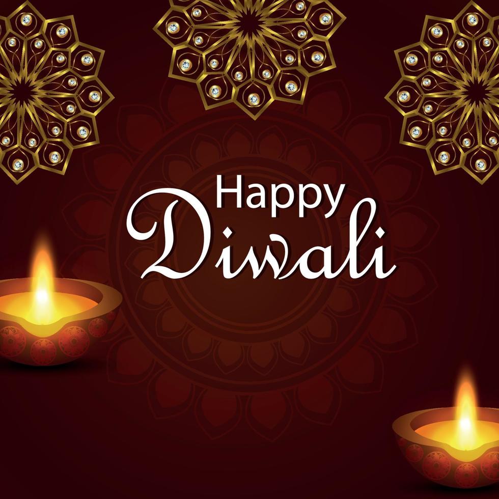 Creative vector illustration of happy diwali festival of india with diwali diya