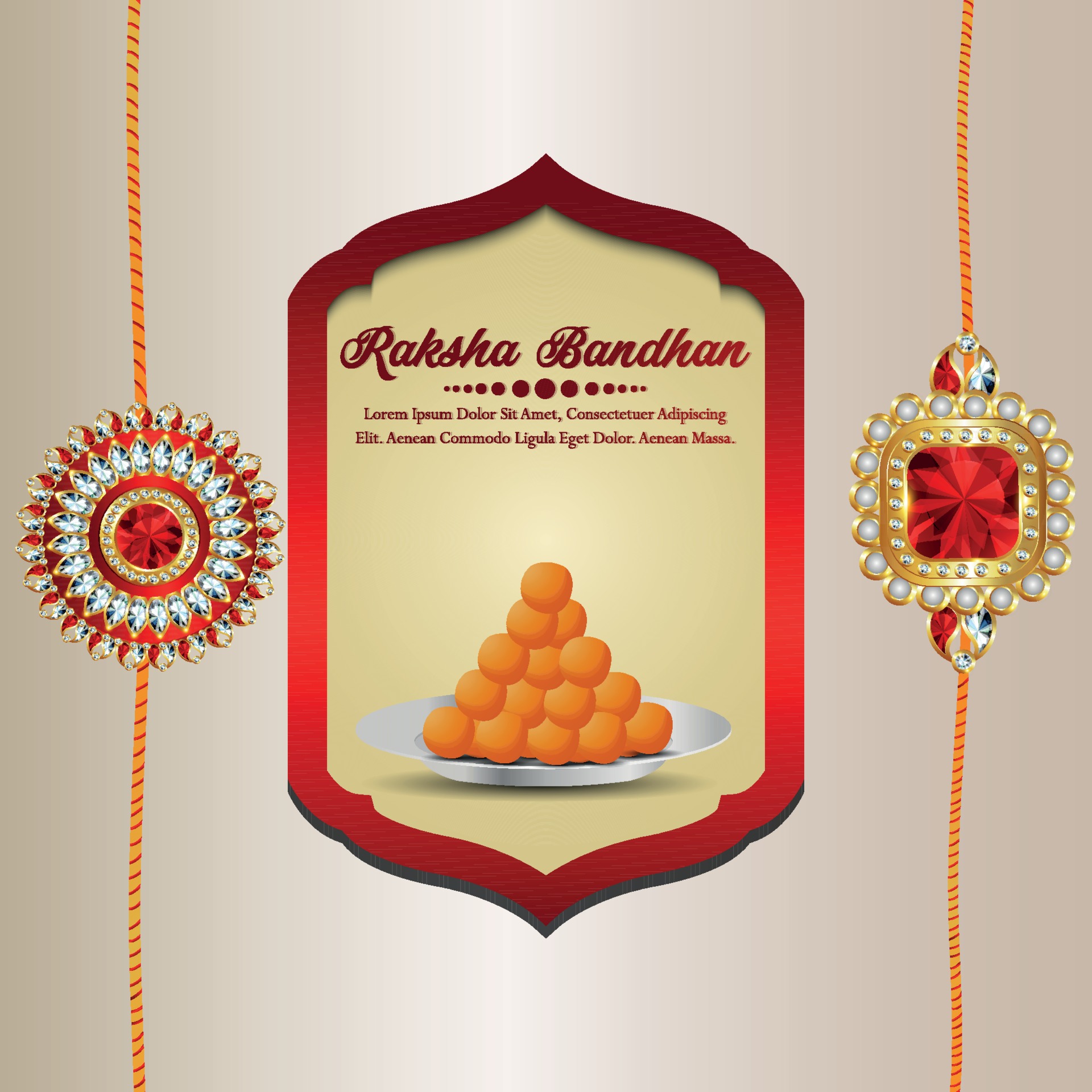 Raksha bandhan invitation vector illustration with crystal rakhi on  creative background 2366426 Vector Art at Vecteezy