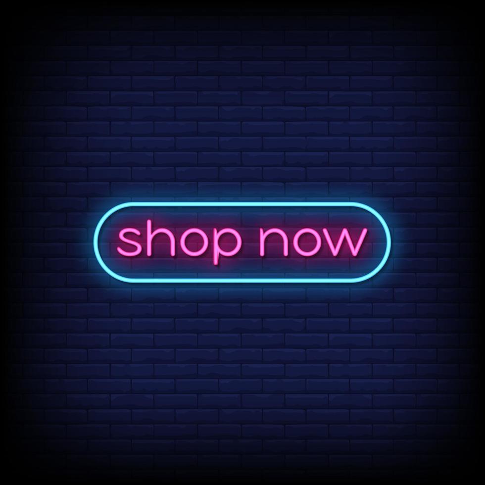 Shop Now Neon Signs Style Text Vector