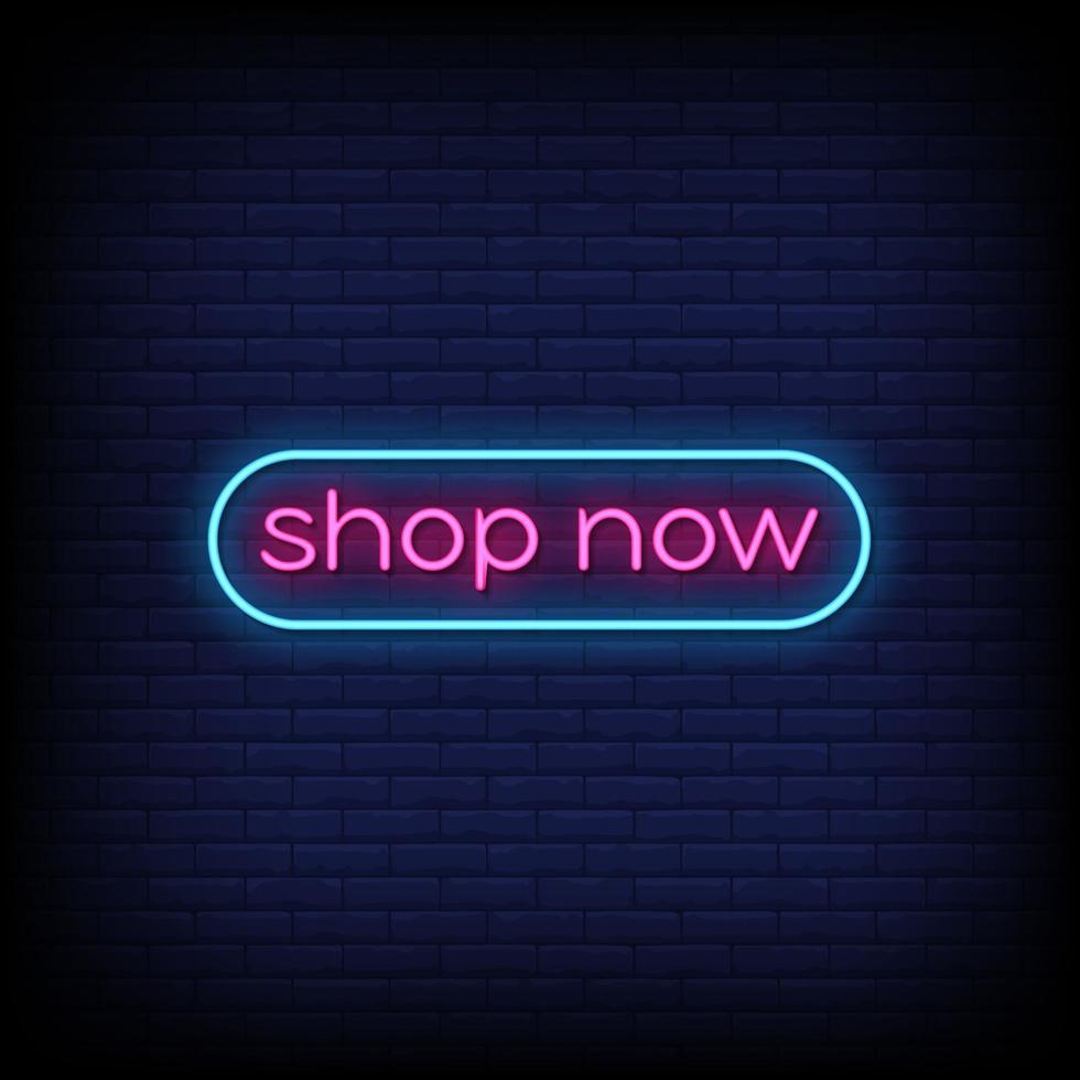 Shop Now Neon Signs Style Text Vector