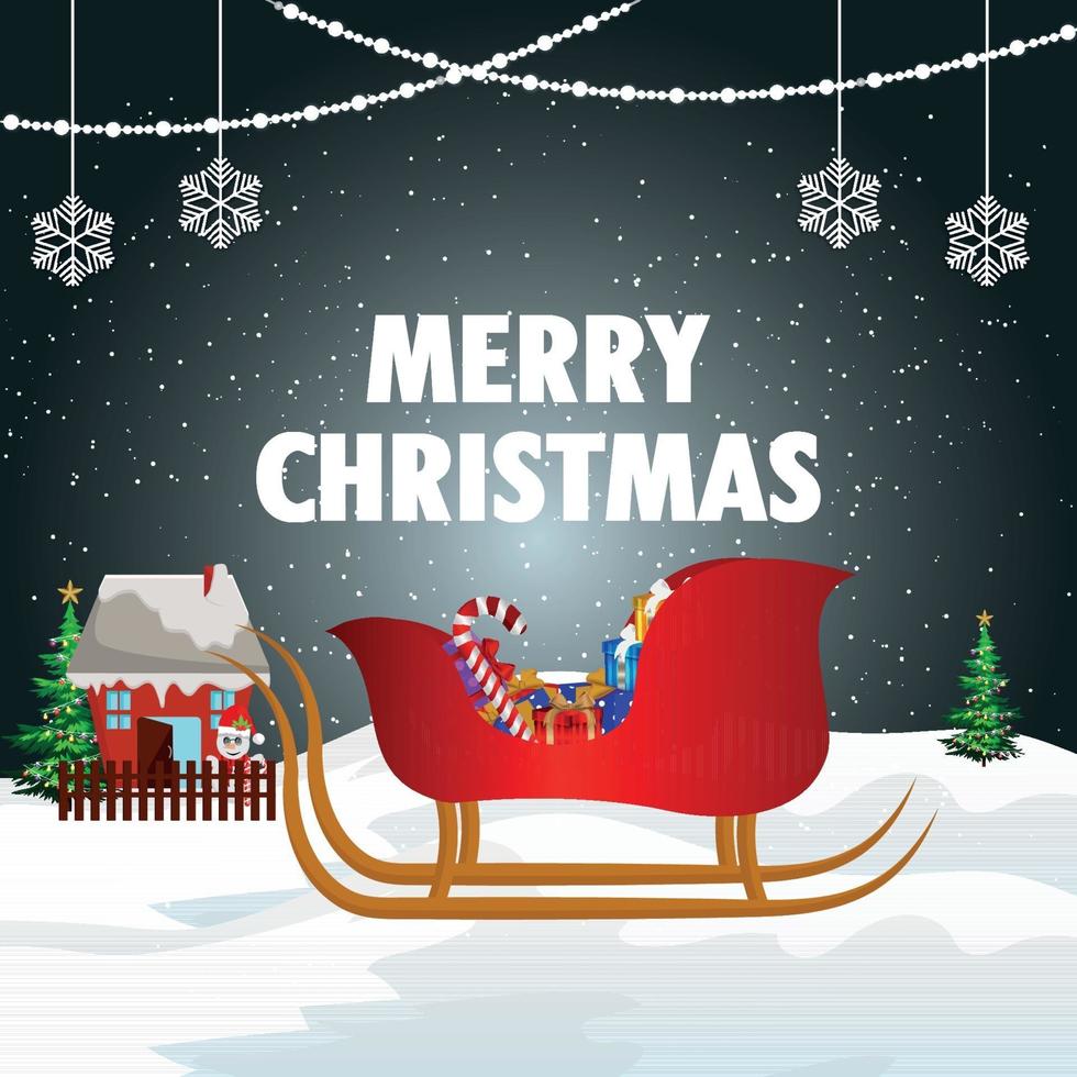 tarjeta de felicitación de invitación de feliz navidad con regalos creativos vector