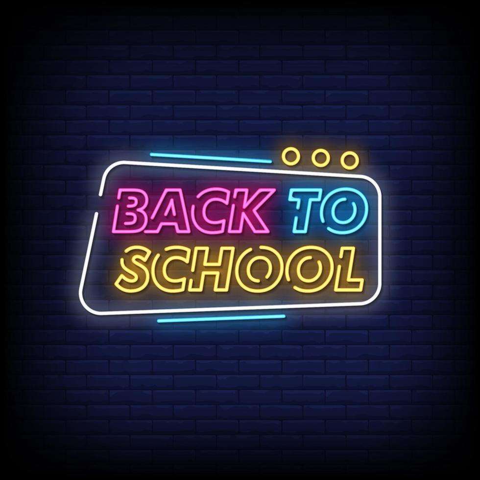 Back To School Neon Signs Style Text Vector