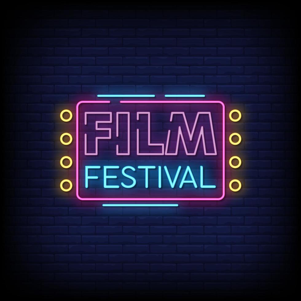 Film Festival Neon Signs Style Text Vector