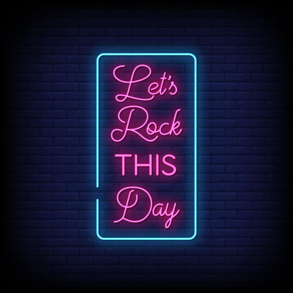 Lets Rock Neon Signs Style Text Vector