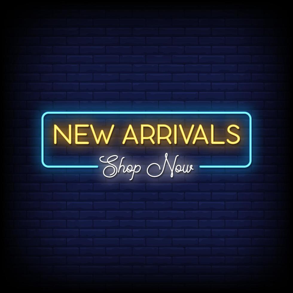 New Arrival Shop Now Neon Signs Style Text Vector