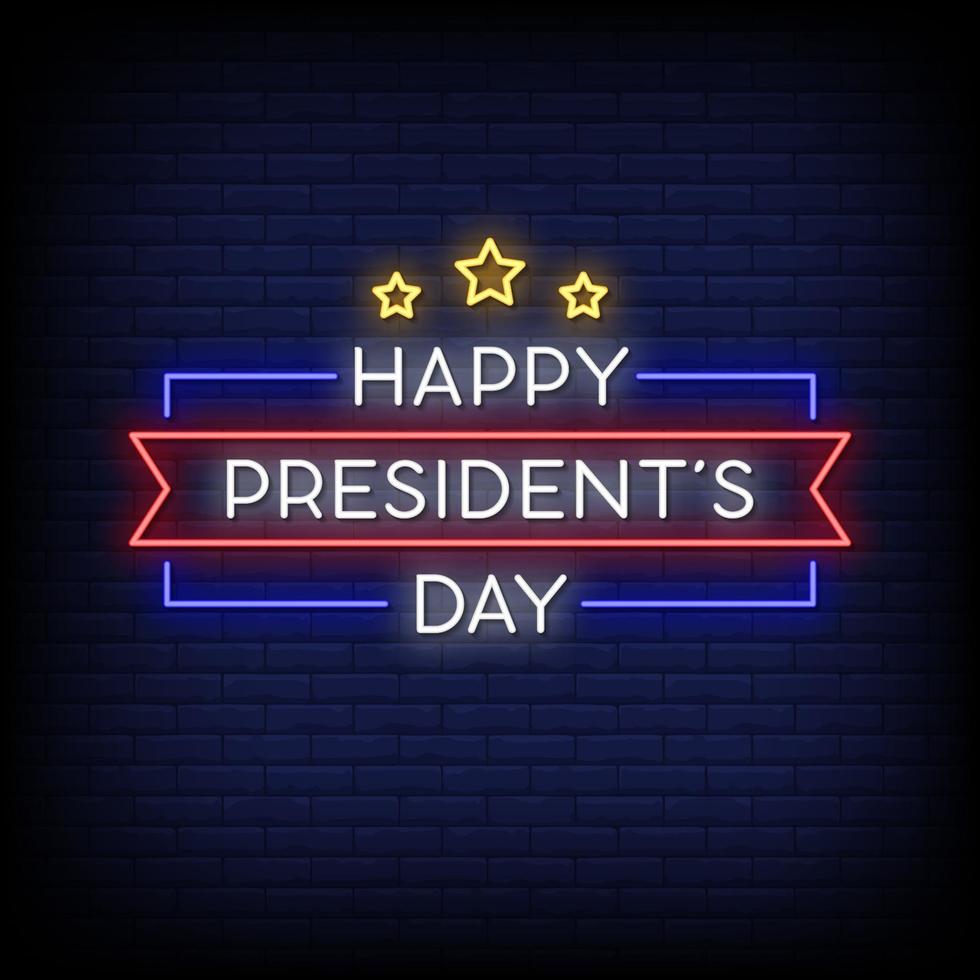Happy President's Day Neon Signs Style Text Vector