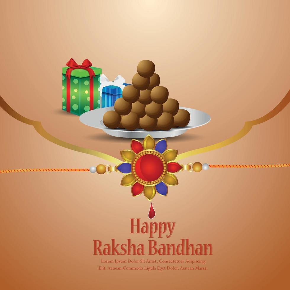 Ilustración vectorial de feliz celebración del festival indio raksha bandhan con crystal rakhi y regalos vector