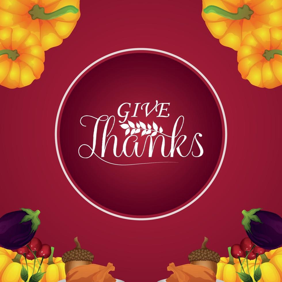 Creative background with vector illustration of happy thanksgiving celebration greeting card