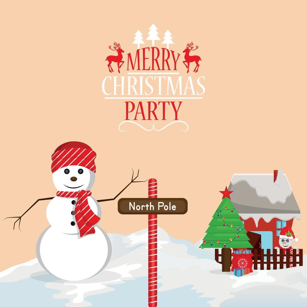 Merry christmas party background with snowballs vector