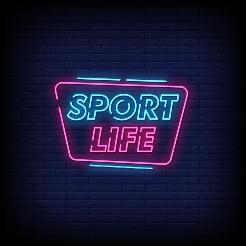 Sport Life Neon Signs Style Text Vector