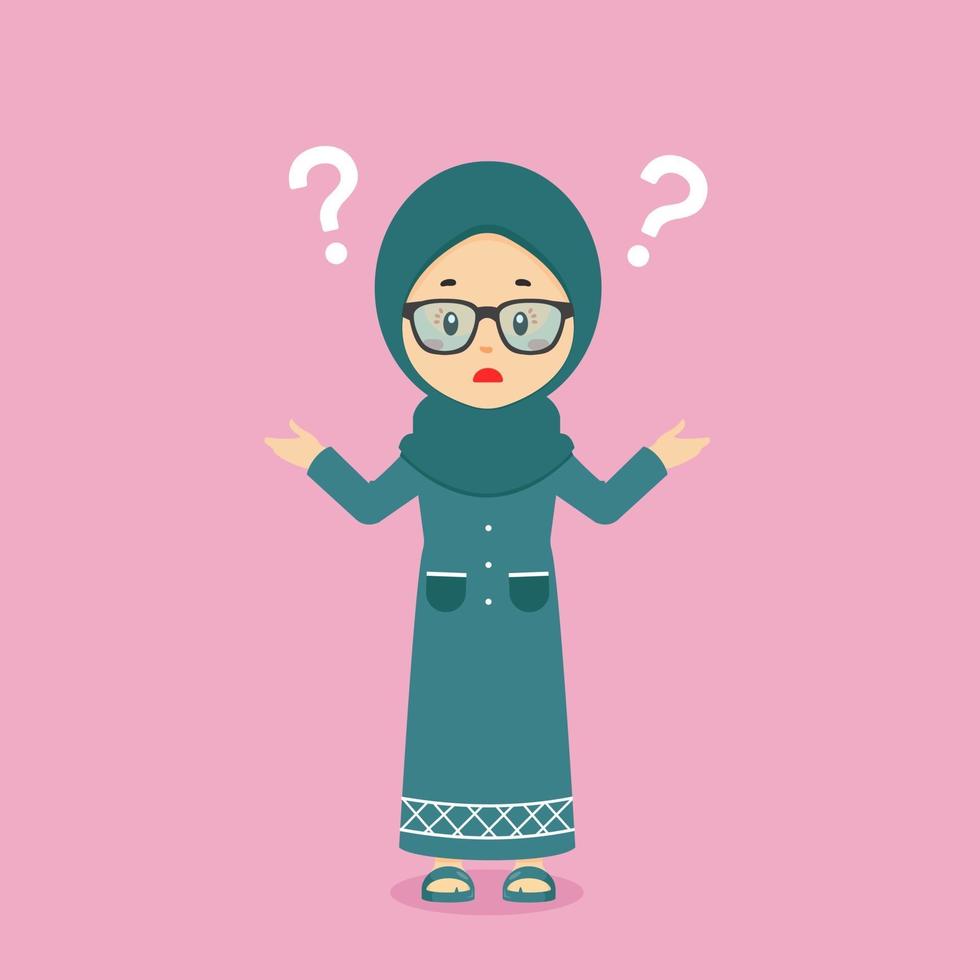 Confused Muslim with Question Mark vector