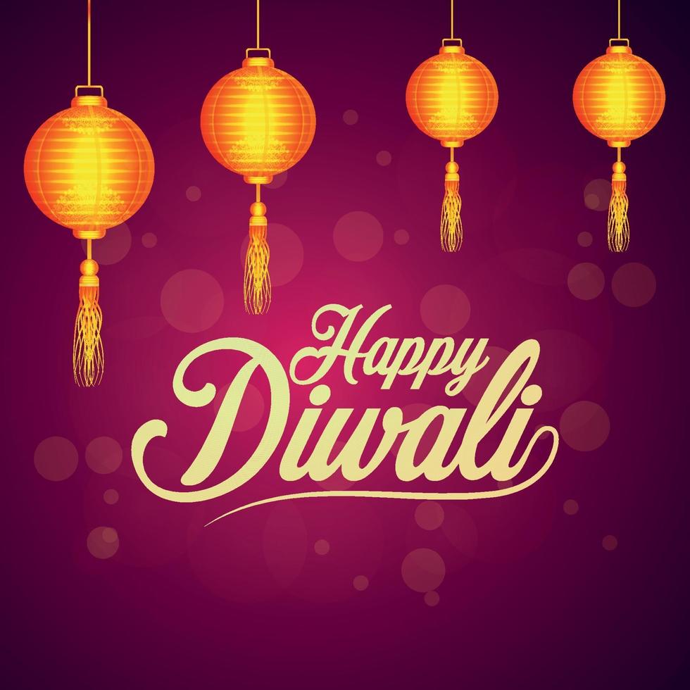 Happy diwali celebration greeting card with creative diwali lamp on creative background vector