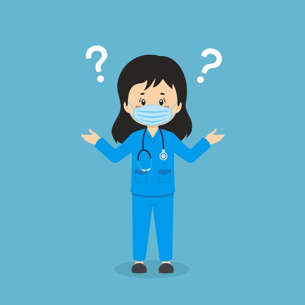 Confused Nurse with Question Mark vector