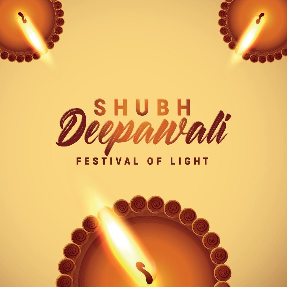 el festival de la luz shubh deepawali celebración tarjeta de felicitación vector