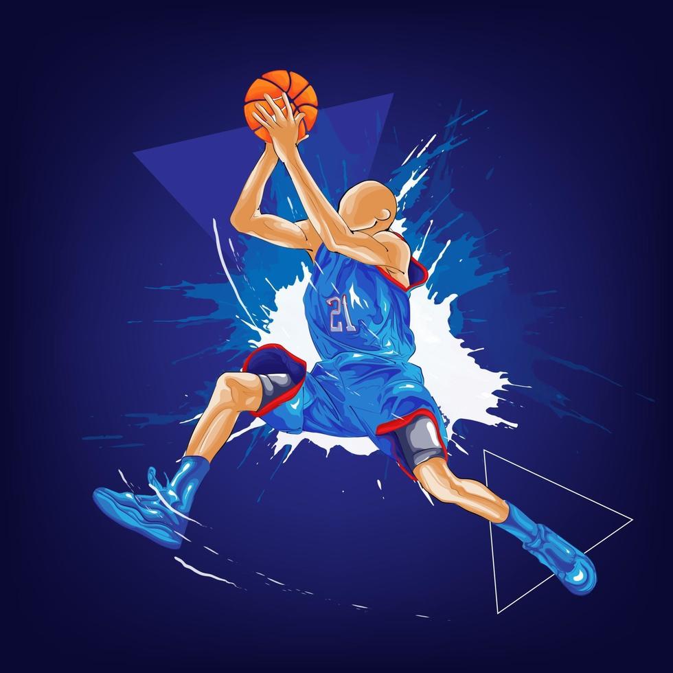 basketball slam dunk splatter painting vector