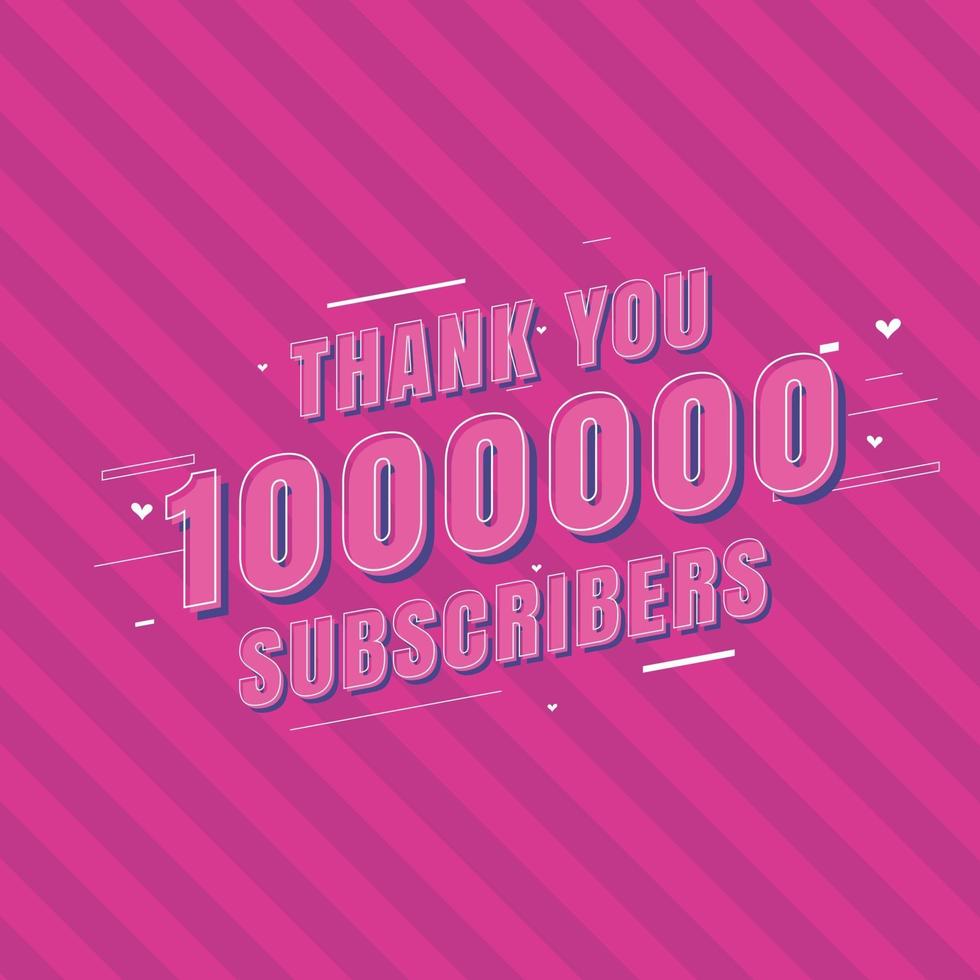 Thank you 1000000 Subscribers celebration vector