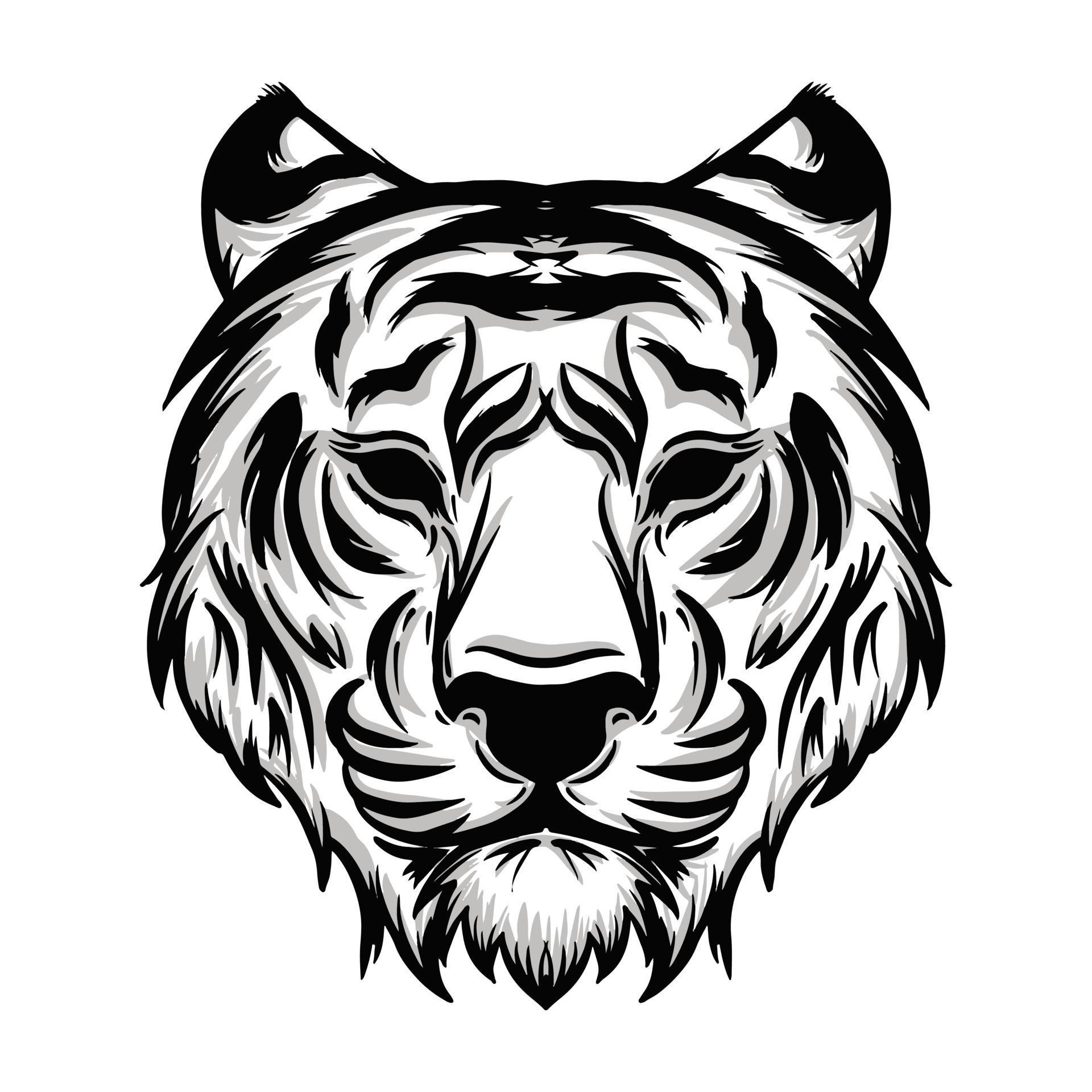 black and white tiger head illustration 2367494 Vector Art at Vecteezy