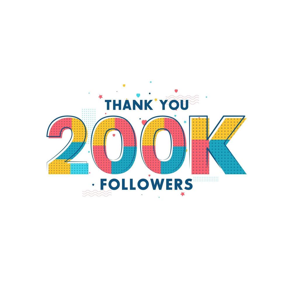 Thank you 200k Followers celebration Greeting card for 200000 social followers vector