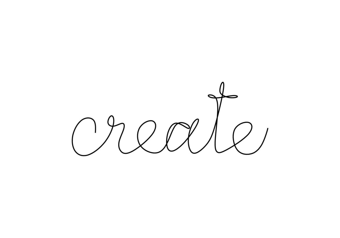 Handwritten create word one line. Hand drawn lettering. calligraphy