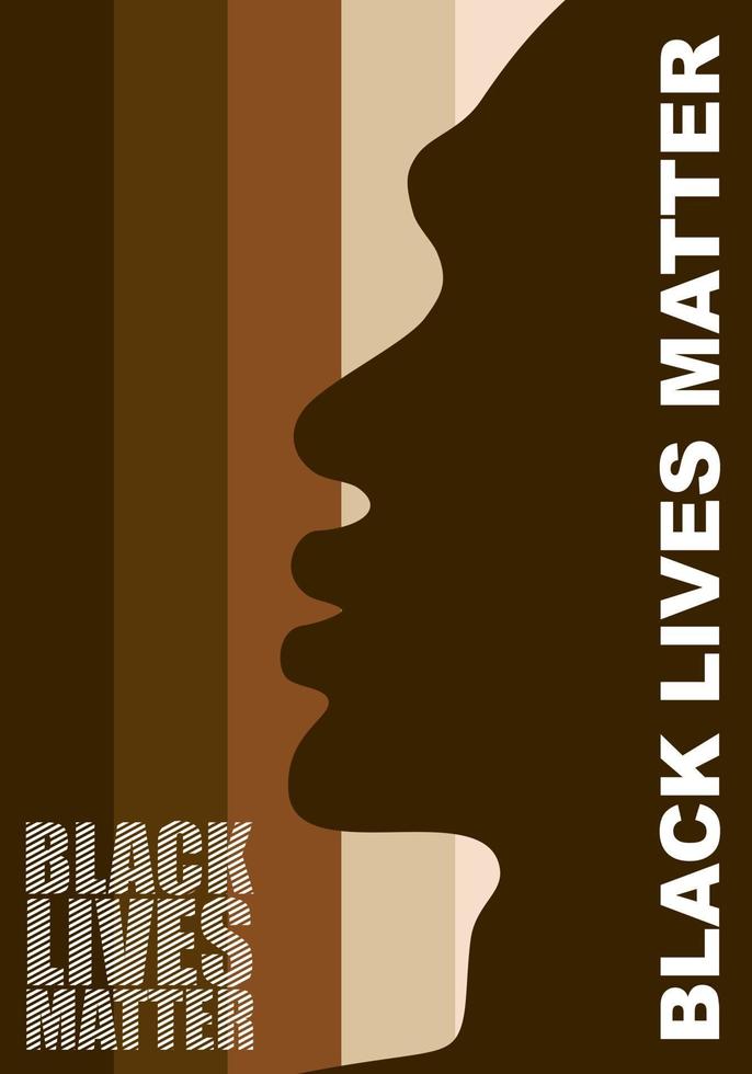 BROWN STRIPED BLACK LIVES MATTER POSTER WITH A SILHOUETTE OF A MANS FACE vector