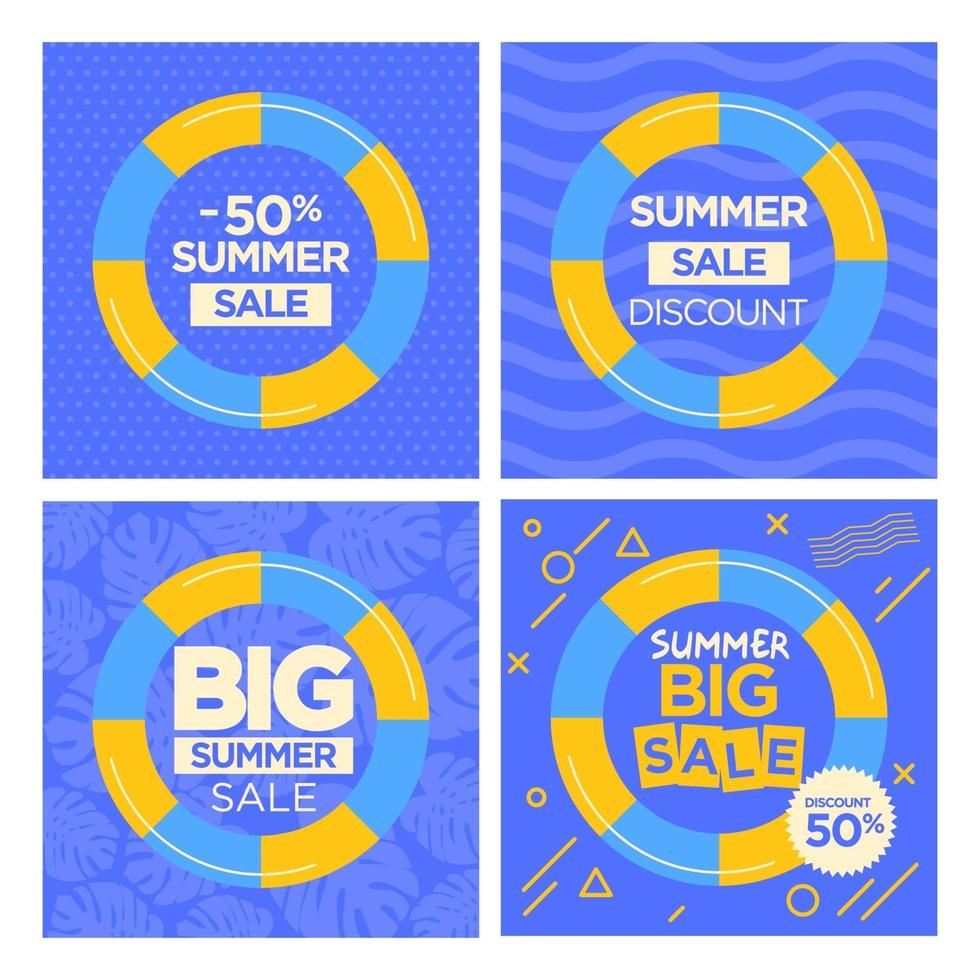 Summer sale set with life buoy vector