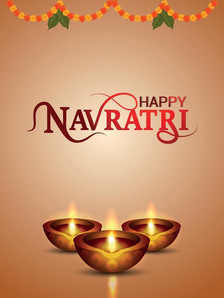Navratri celebration with vector diwali diya