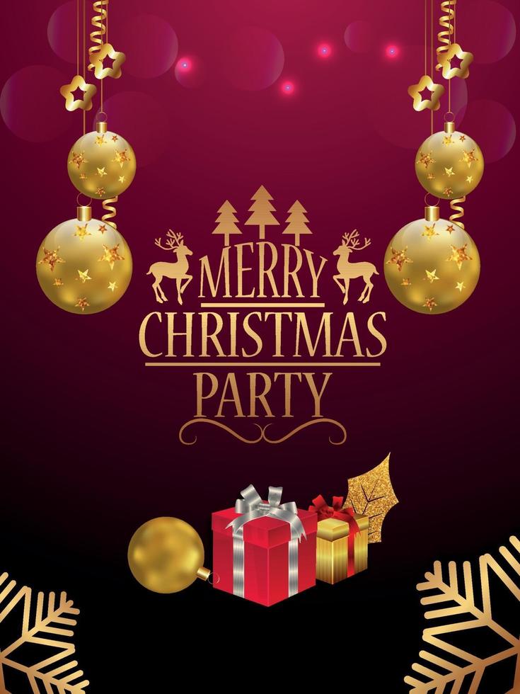 Merry christmas and happy new year celebration party flyer vector