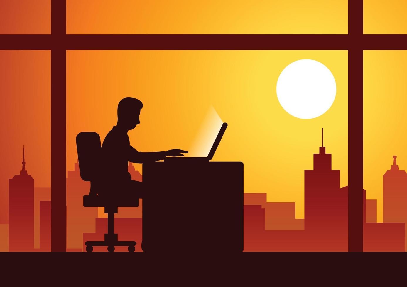 businessman working overtime vector