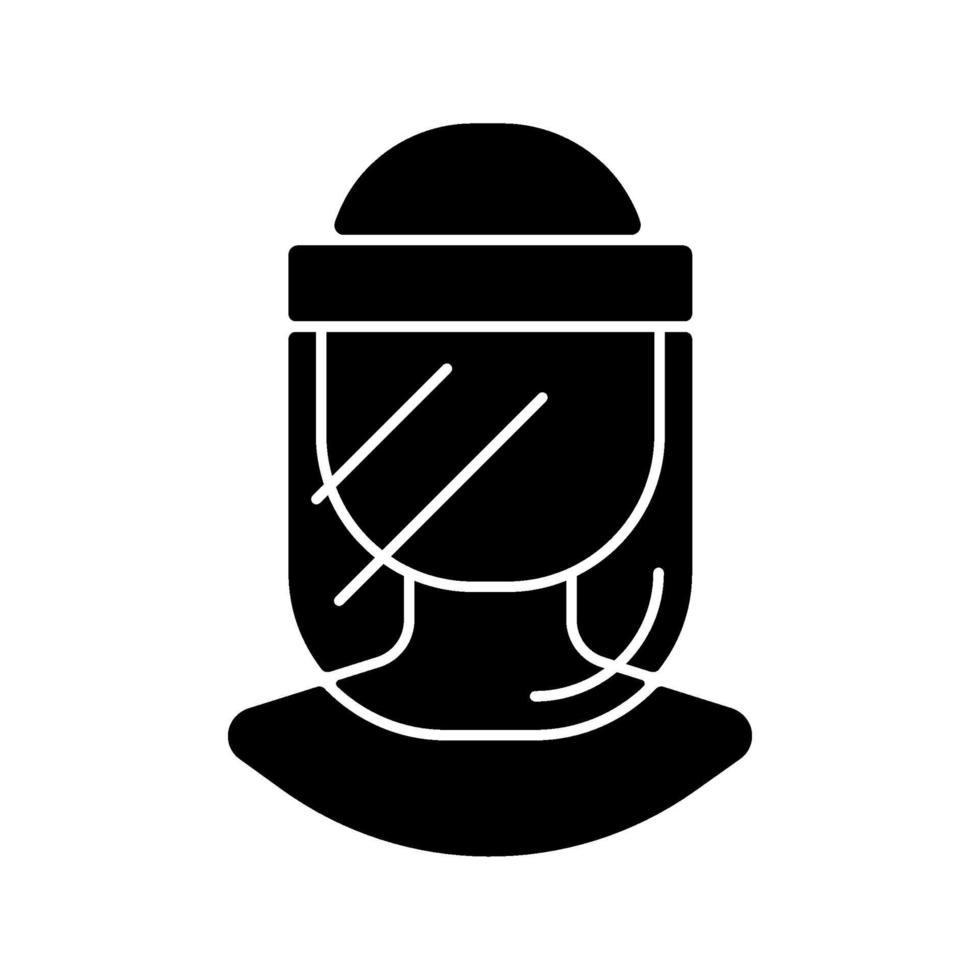 Medical face shield black glyph icon vector