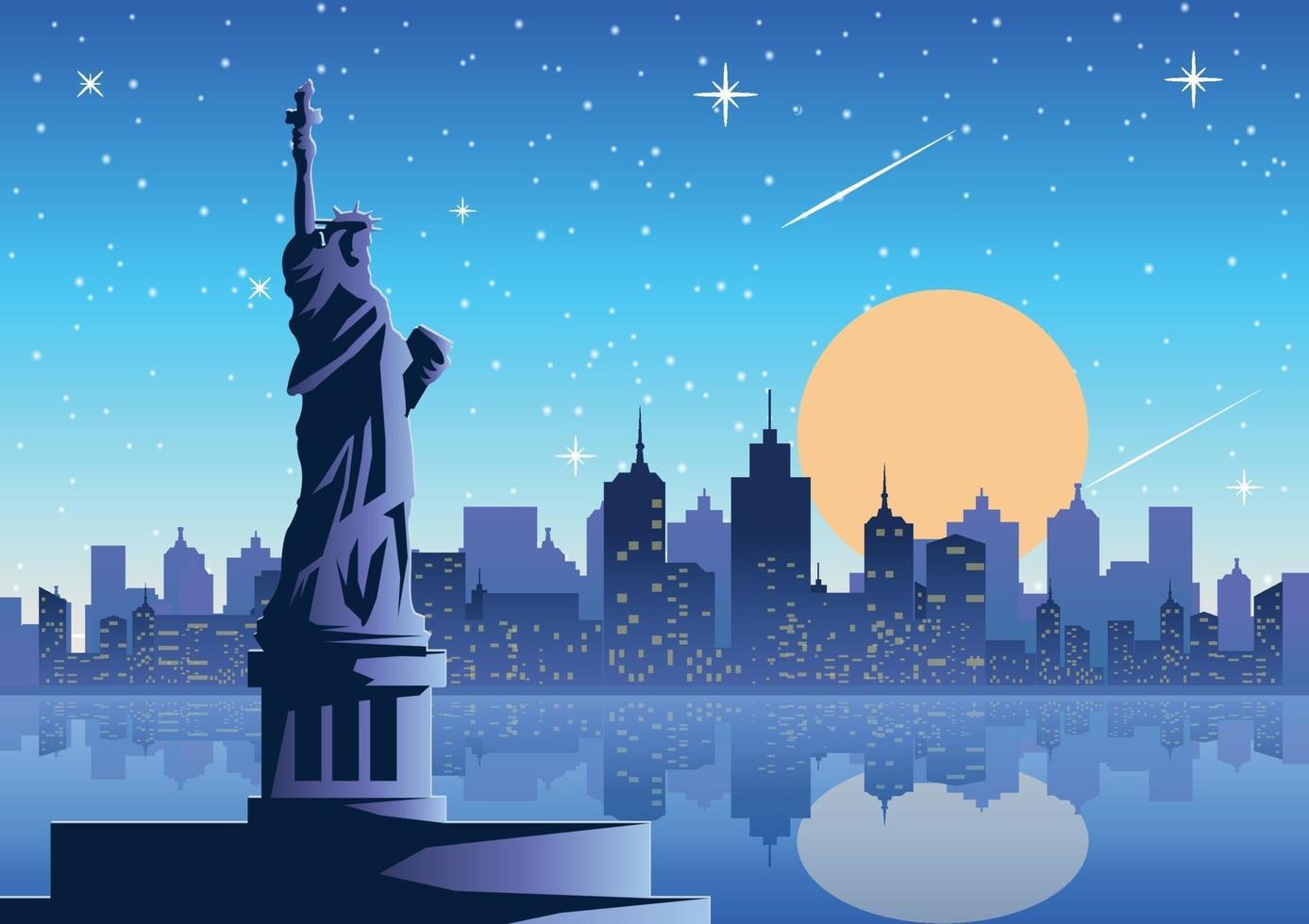 Statue of Liberty at night vector
