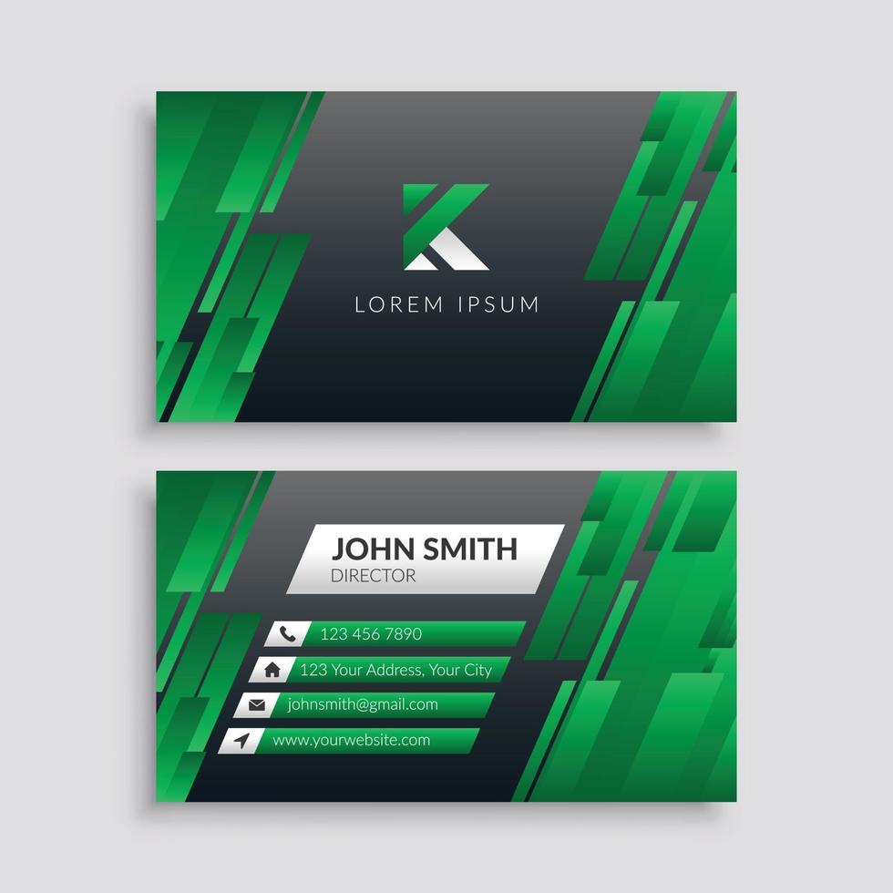 Corporate Business Card Template With Green Geometric Lines vector