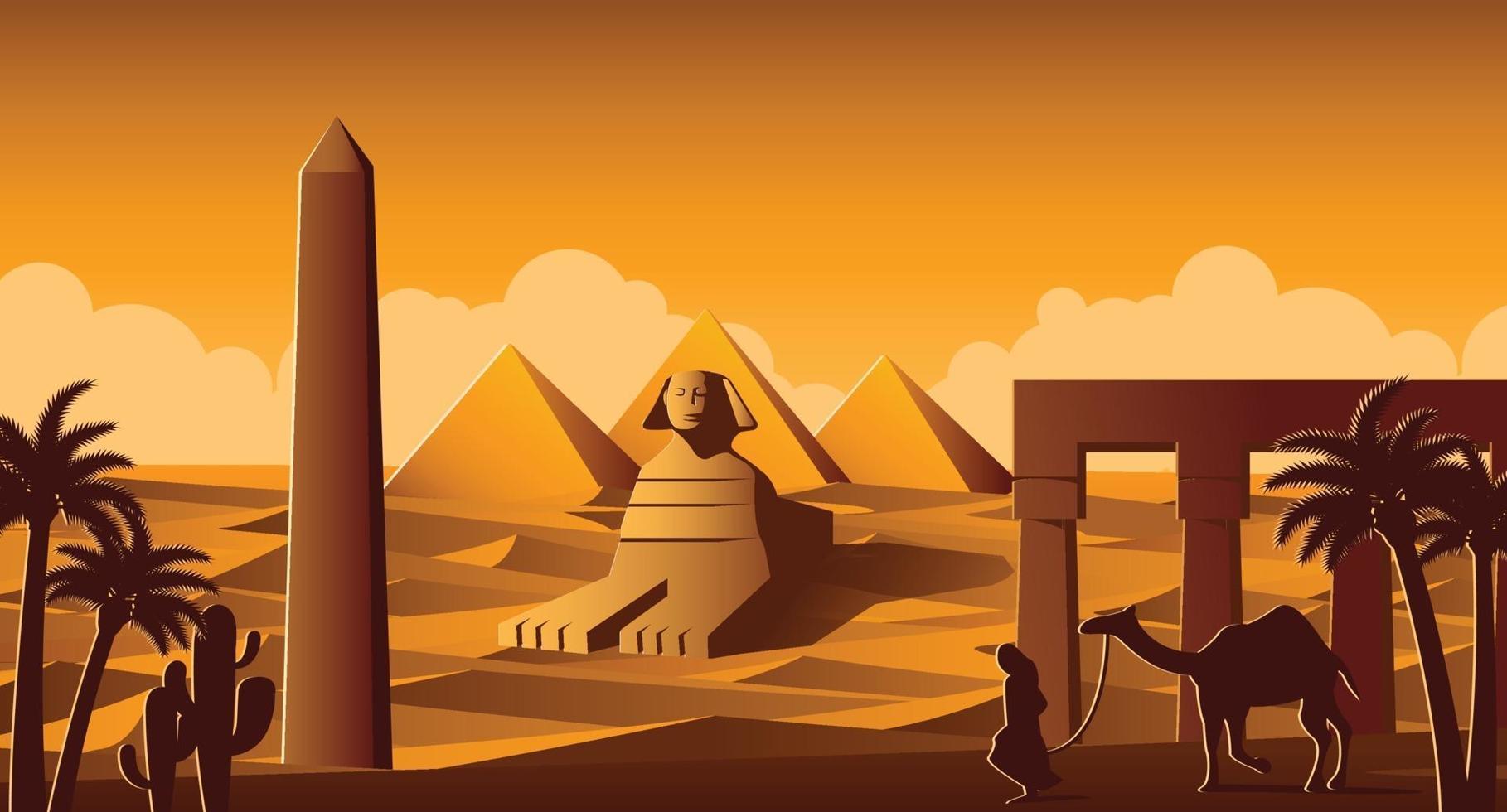 Sphinx and Pyramidm famous landmarks of Egypt vector