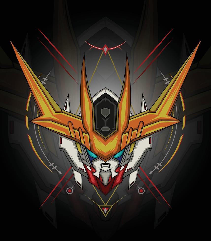 head of ROBOTIC on sacred geometry background vector