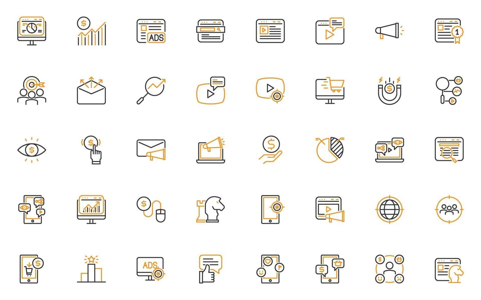 set of online marketing thin line icons vector