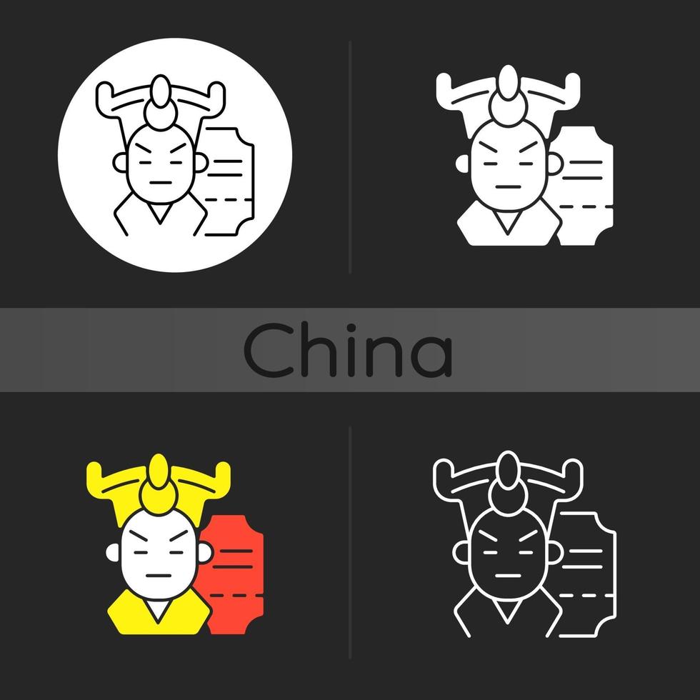 Chinese opera dark theme icon vector