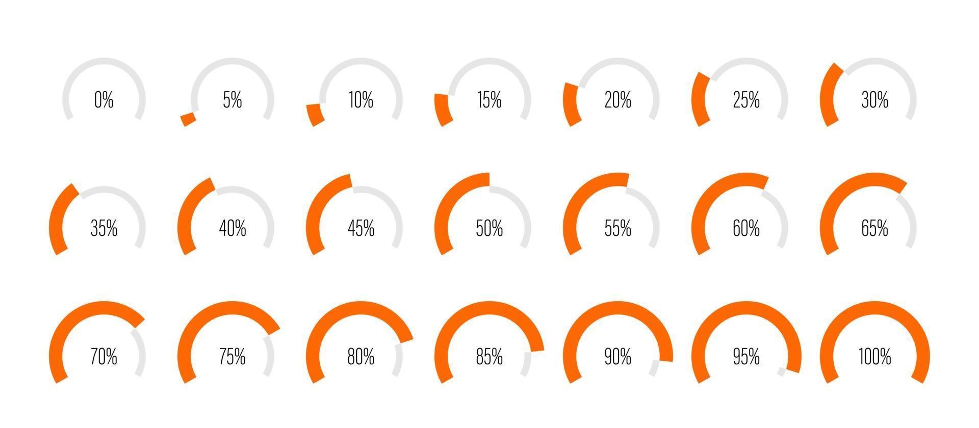 conjunto de diagramas de porcentaje de arco vector