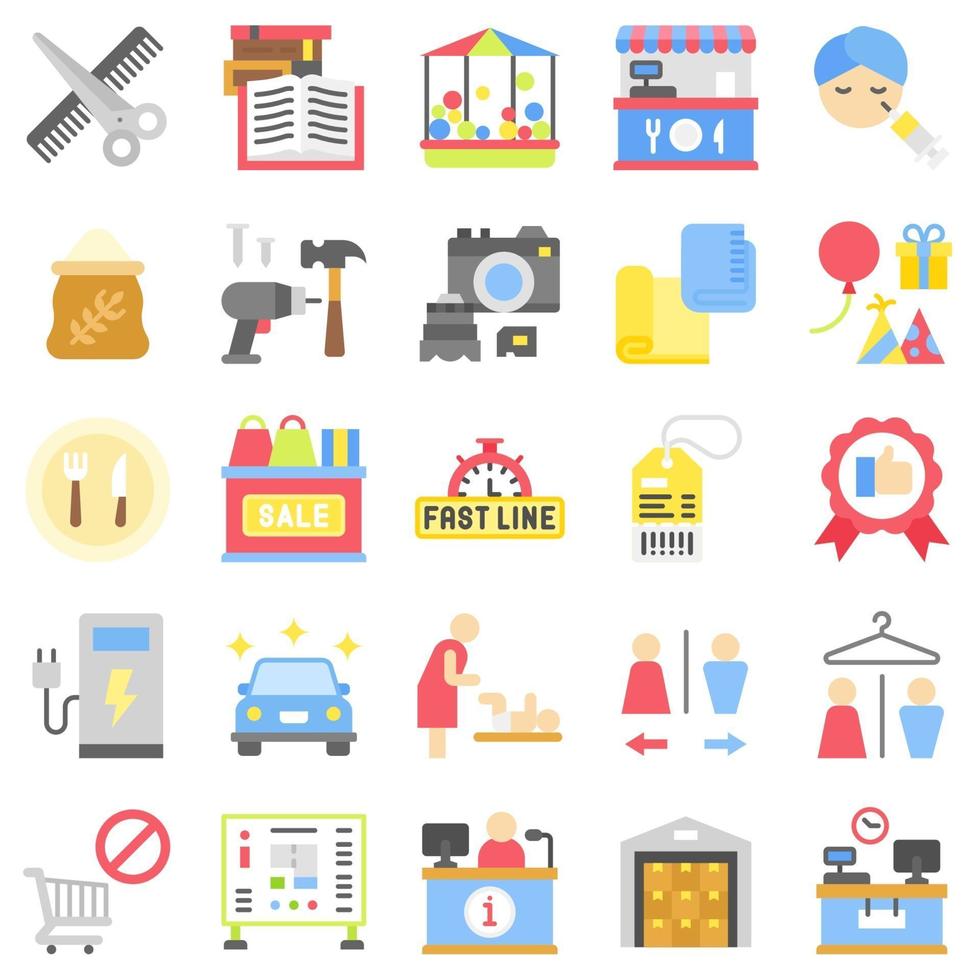 Supermarket and Shopping mall related icon set 6 , flat style vector