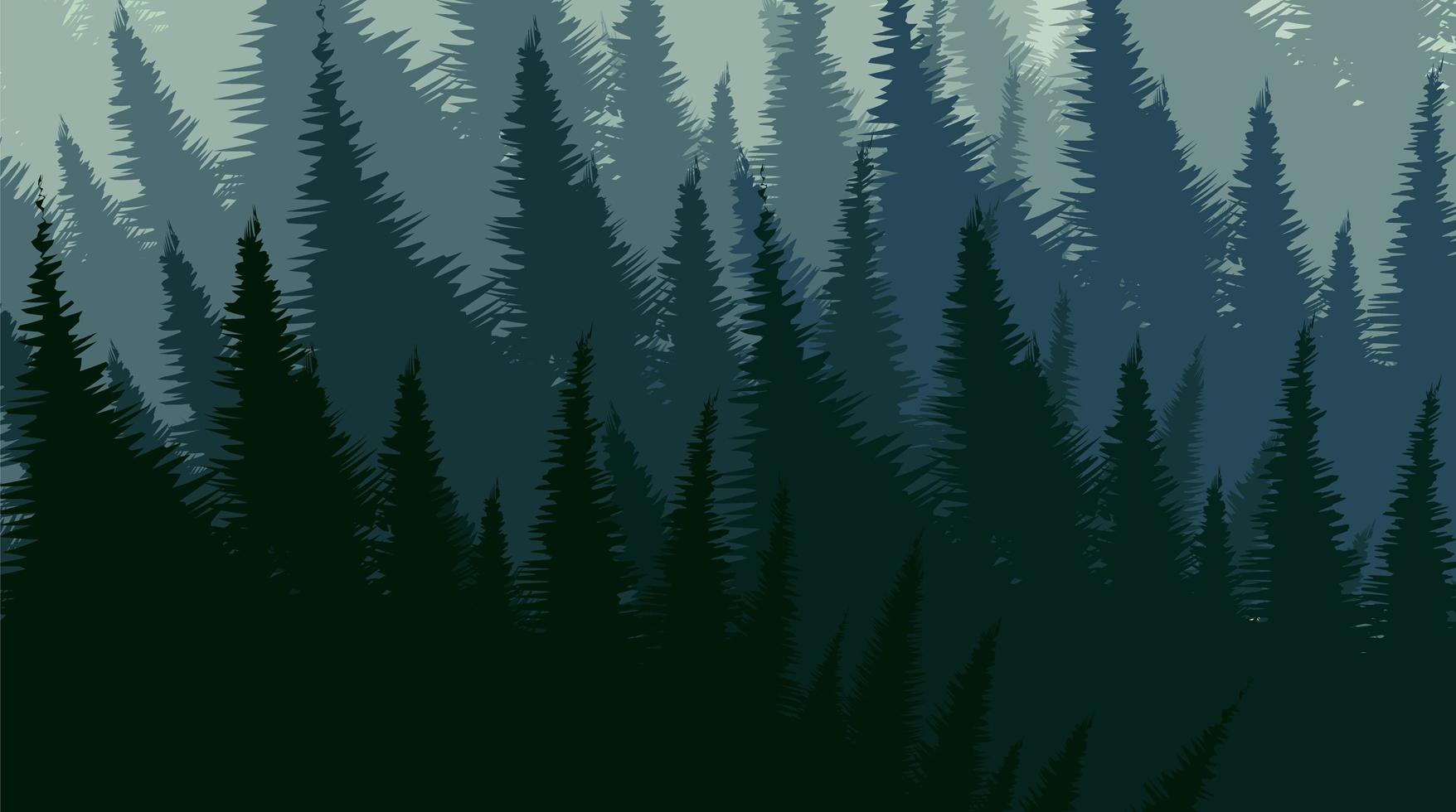 Fondo de paisaje de bosque de pinos blanco y negro vector