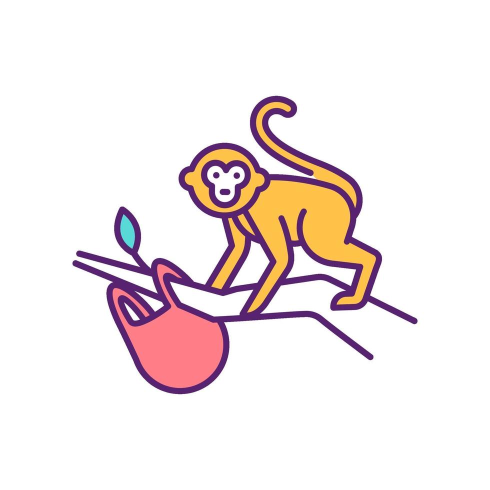 icono de color rgb de monos de la selva vector