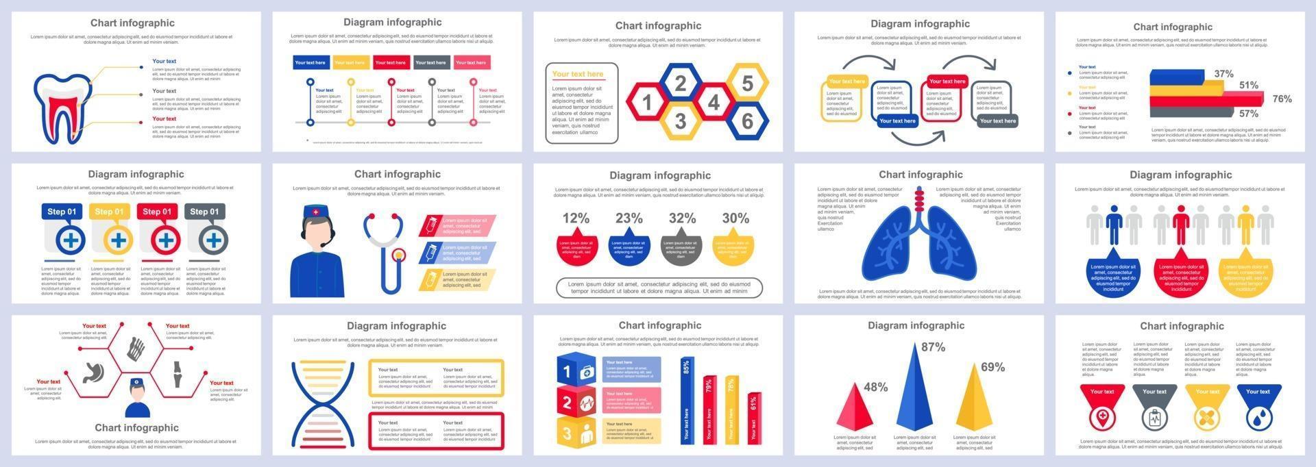 Medical services infographics presentation slides template vector design template