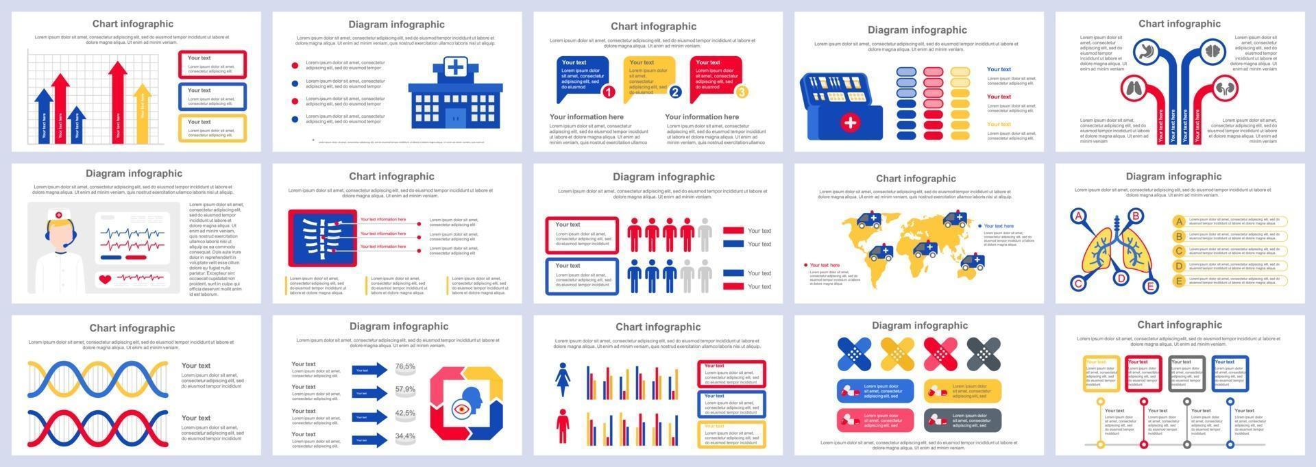 Medical services infographics presentation slides template vector design template