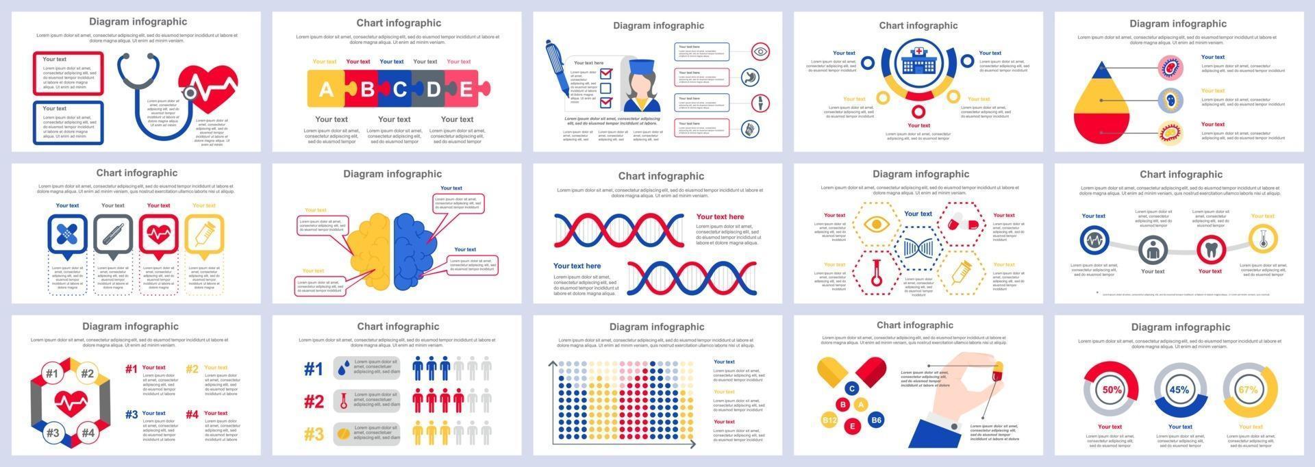 Medical services infographics presentation slides template vector design template